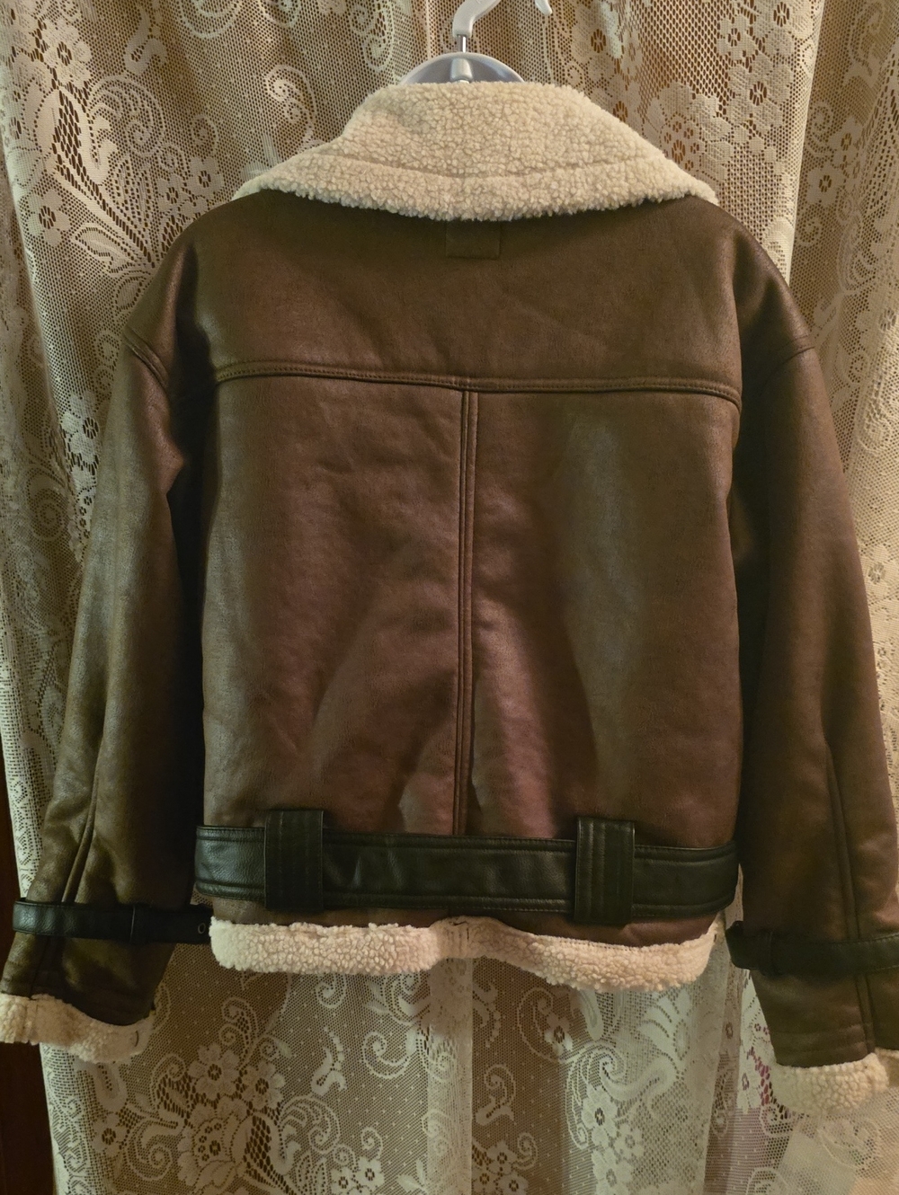 New Wild Fable Women's XXS Brown Sherpa-Lined Aviator Jacket - Picture 5 of 10